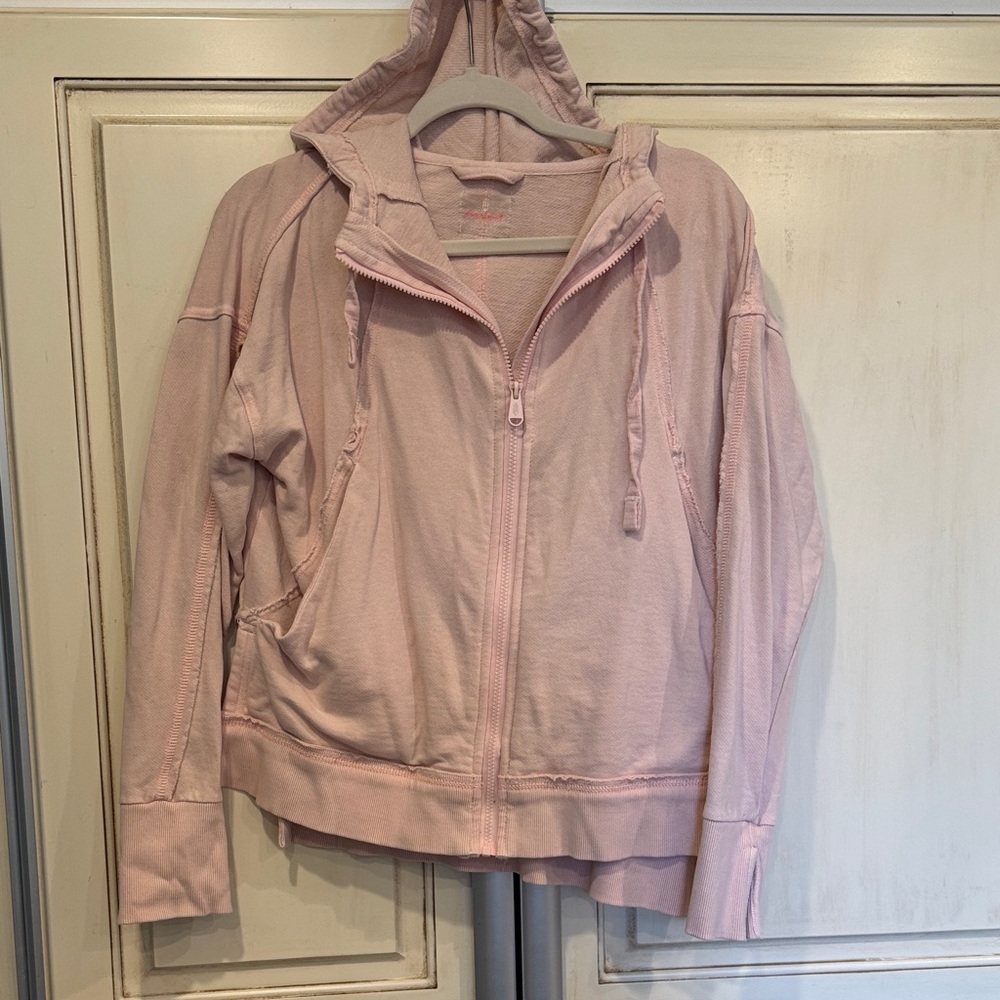 Free People Movement XS French terry hoody jacket pale pink